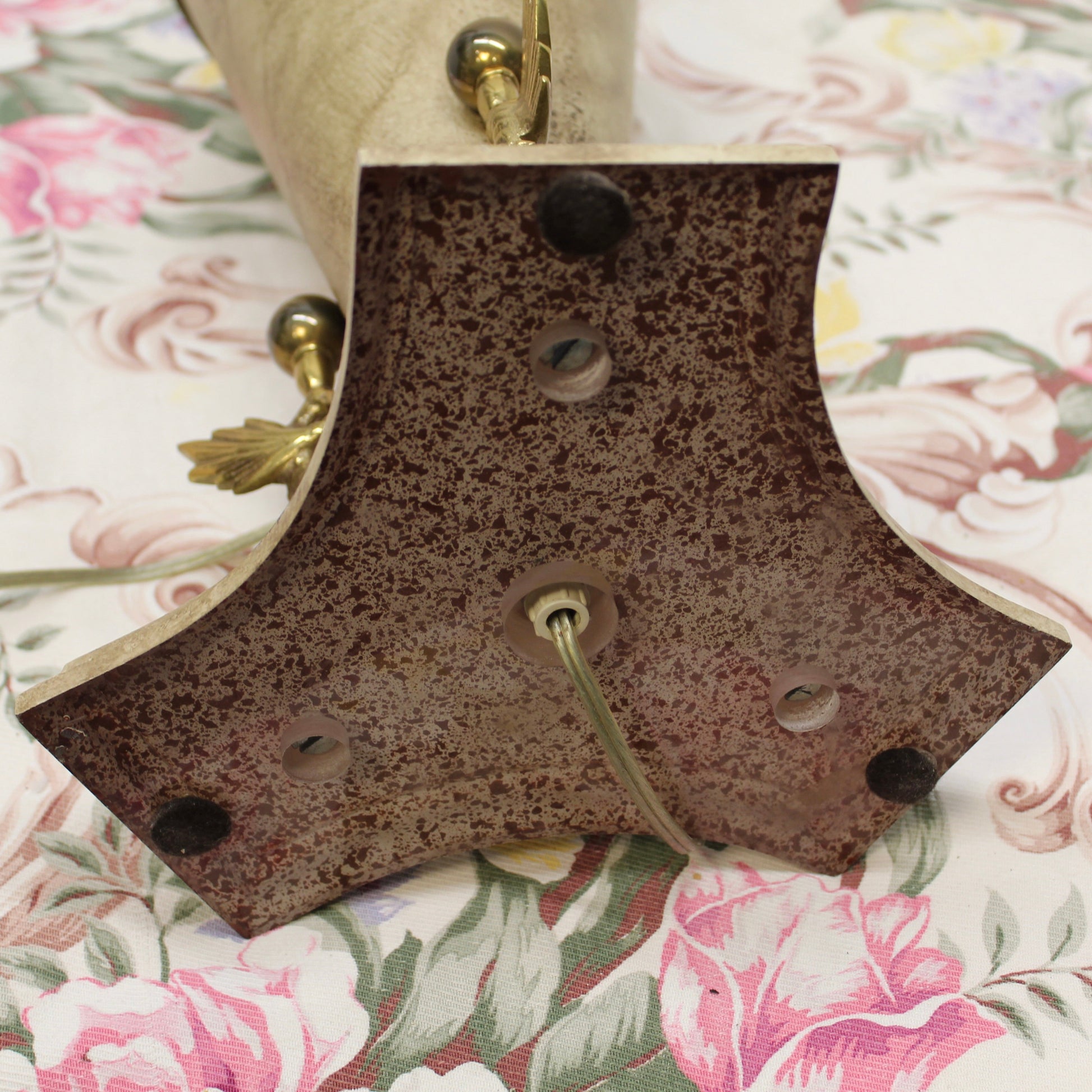 Vintage Polished Travertine Table Lamp by Bauer Lamp Co