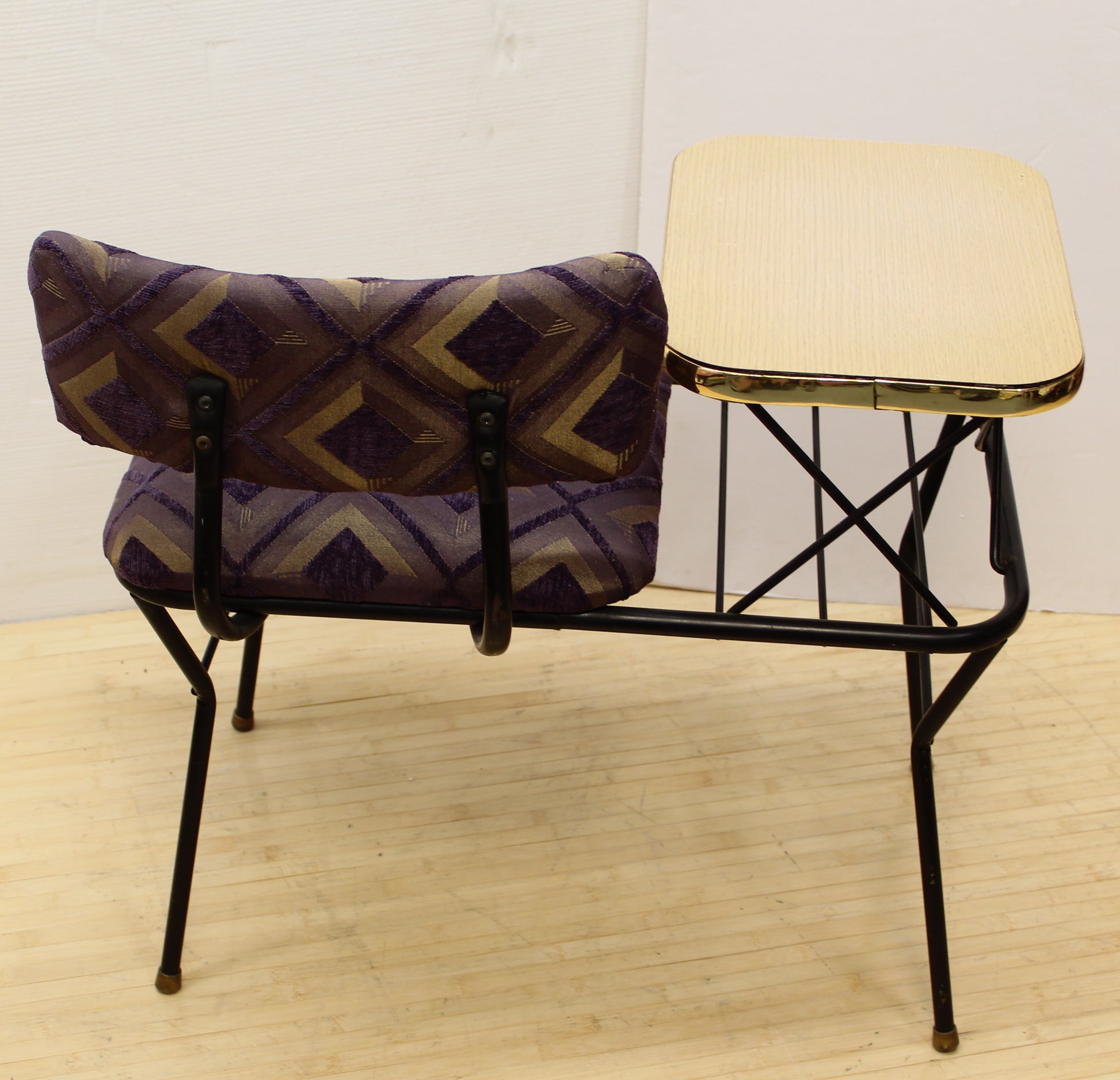 Restored 1950s Mid-Century Gossip Bench | Entryway Bench