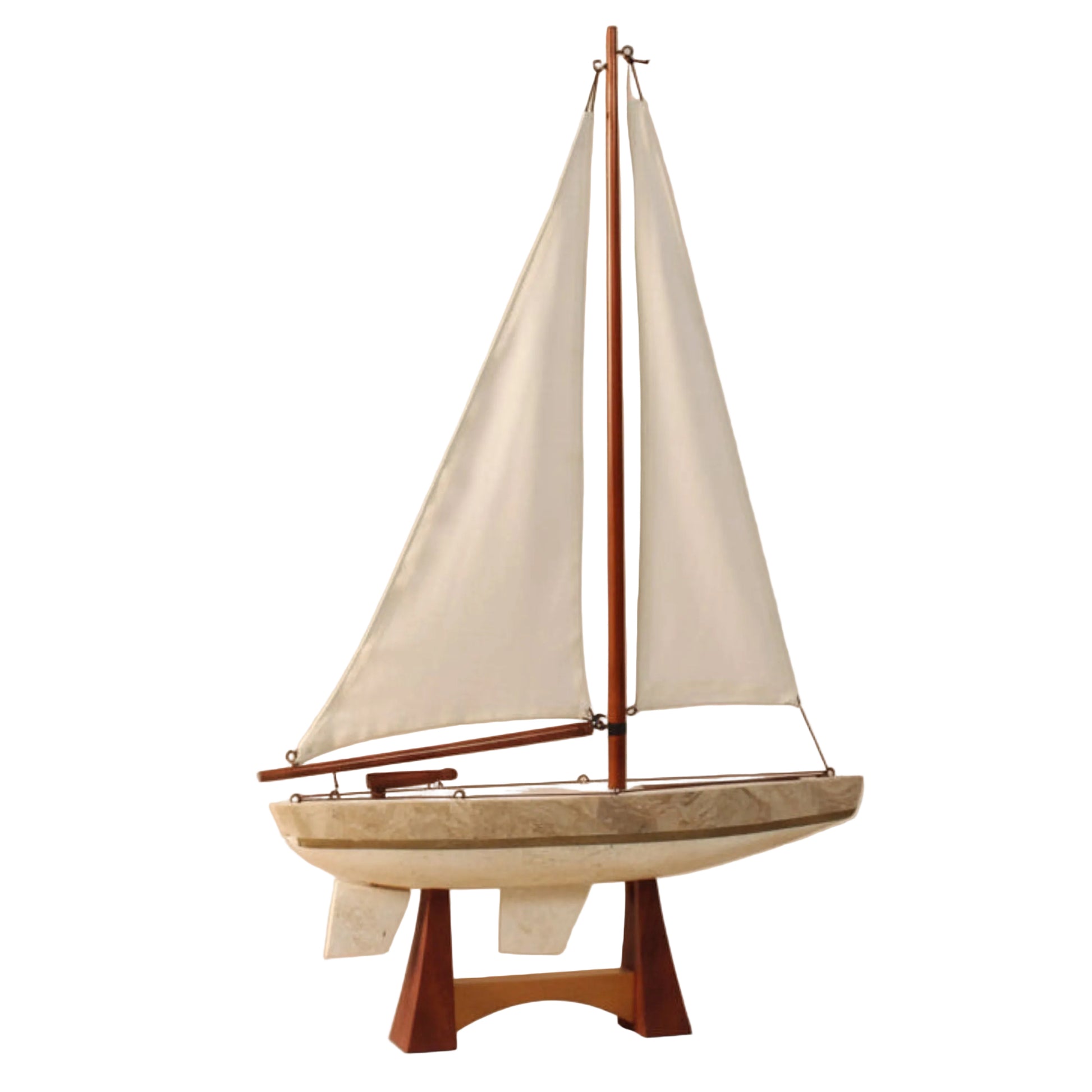 Tessellated Stone Sailboat Sculpture