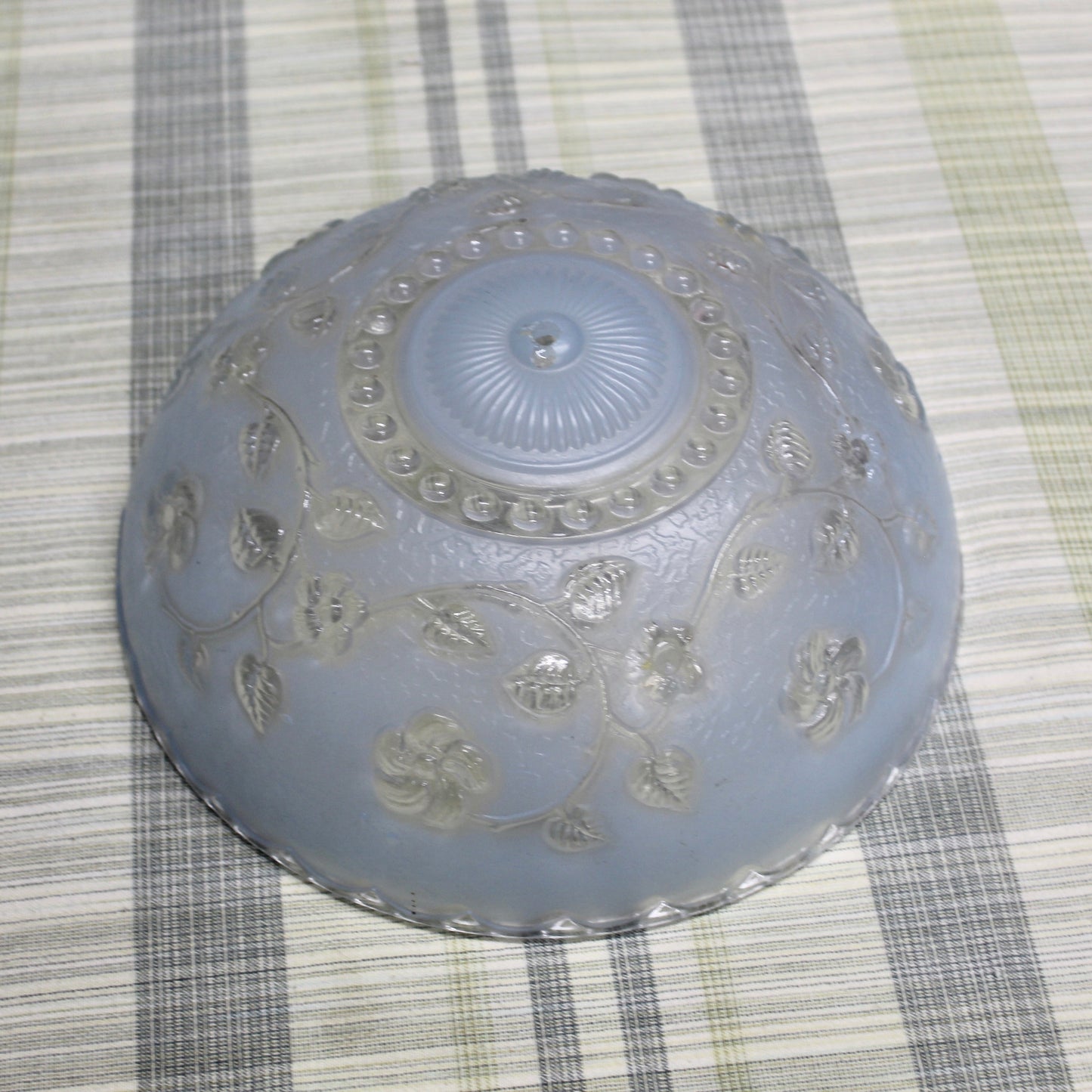 Art Nouveau Floral Design Blue Glass Light Shade. 