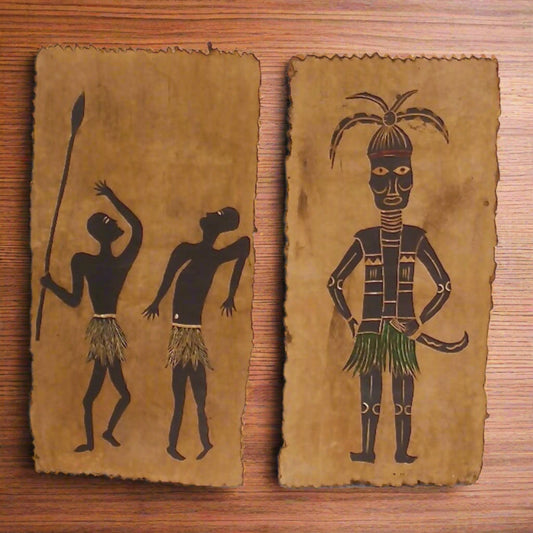 Handmade Bark Paper Paintings of Native people.