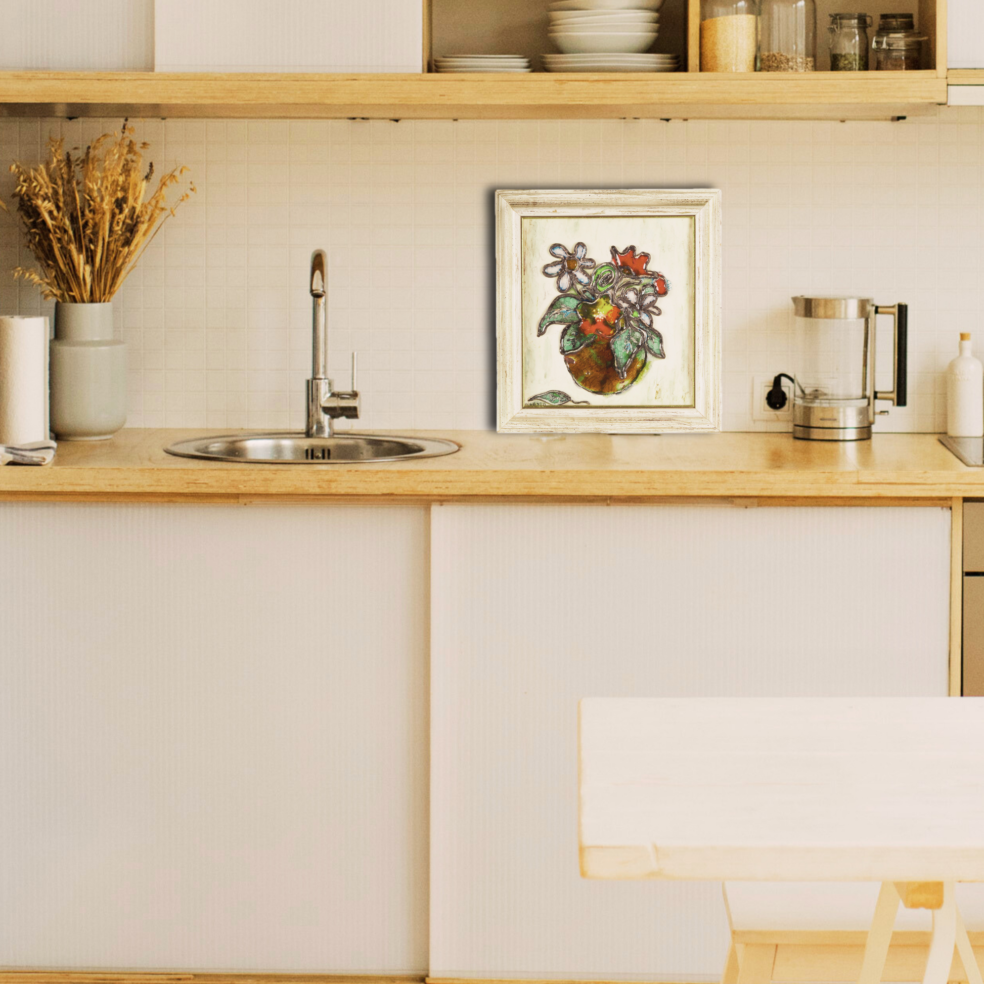Van Pelt Galleries | H. Jacobson Ceramic, Framed Painting Ceramic Tile, 