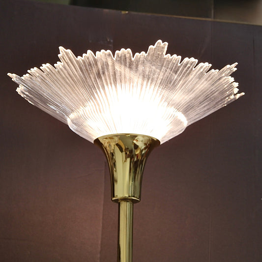Vintage Brass Floor Lamp w/ Starburst Shade
