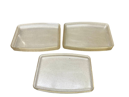 Three square acrylic trays with gold glitter 