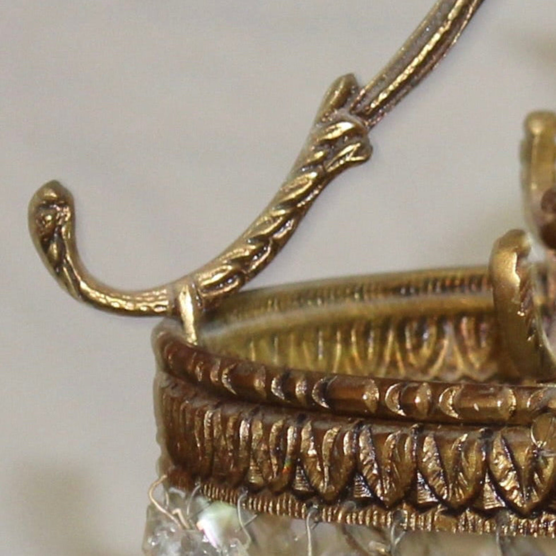 Vintage Brass and Crystal Pendant Light.