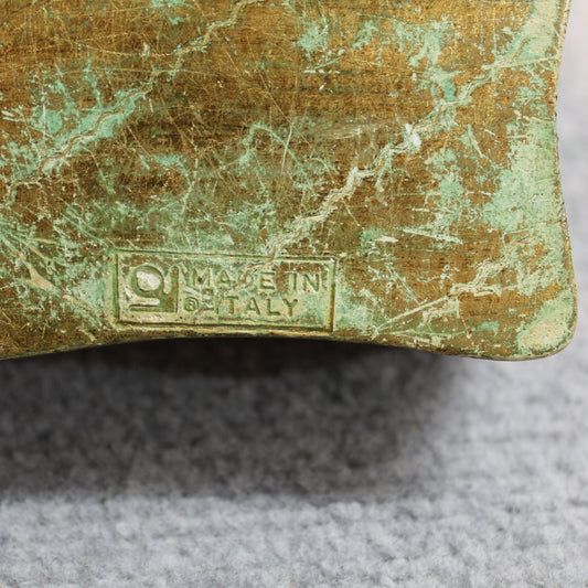 Vintage Gold & Green Italian Florentine Wood Trinket Box made in Italy. 