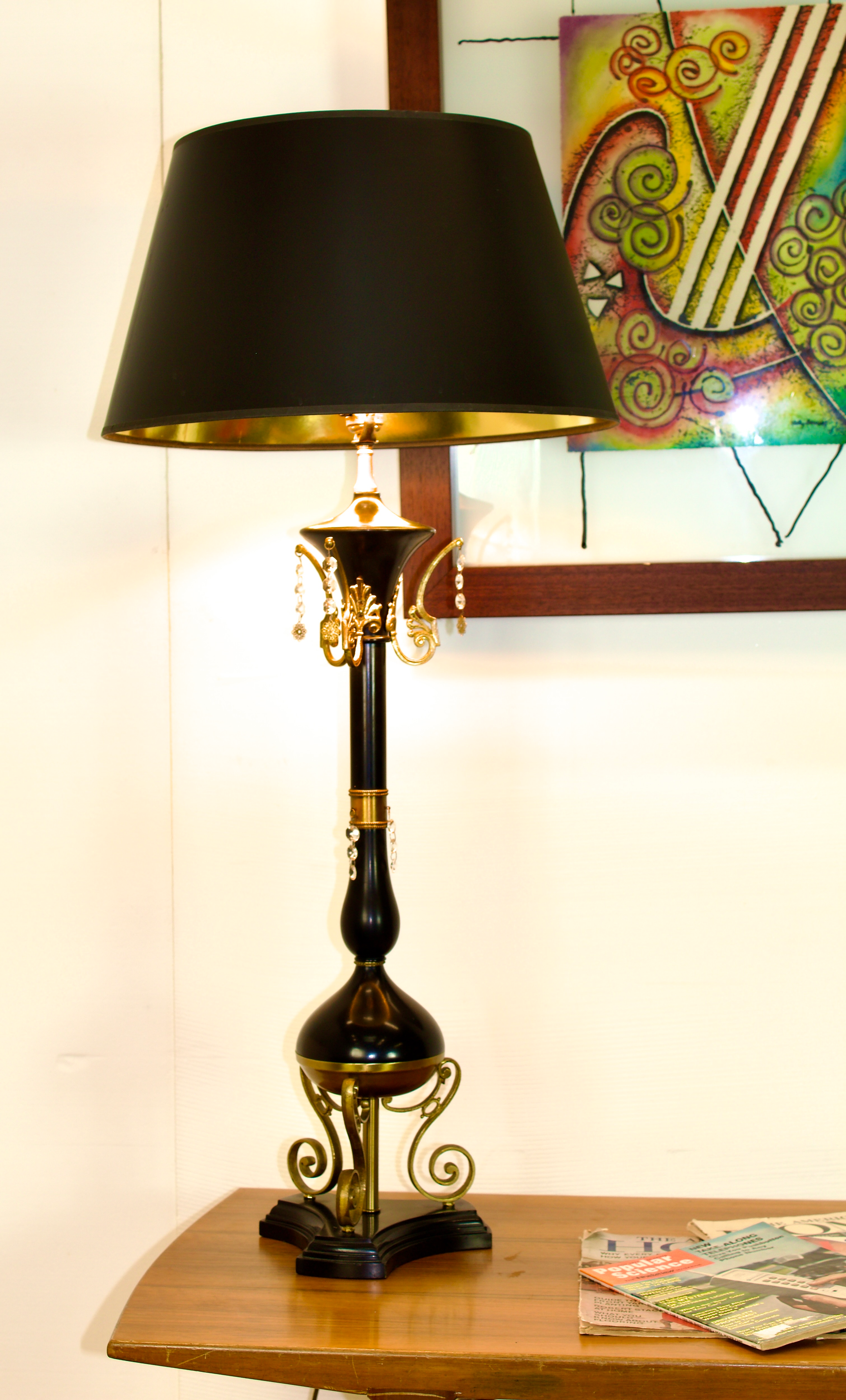 Black Hollywood Regency Table Lamp.