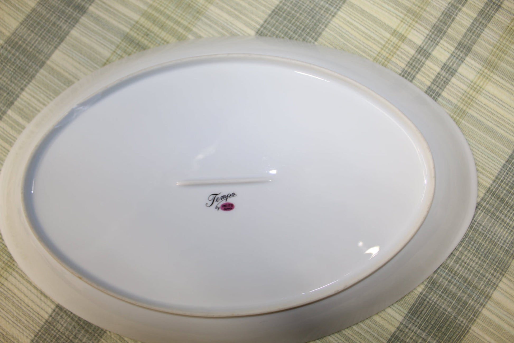Vintage MCM Meito Japan Tempo Oval Serving Platters - Platinum Trim Atomic Swirl China. Set of 2.