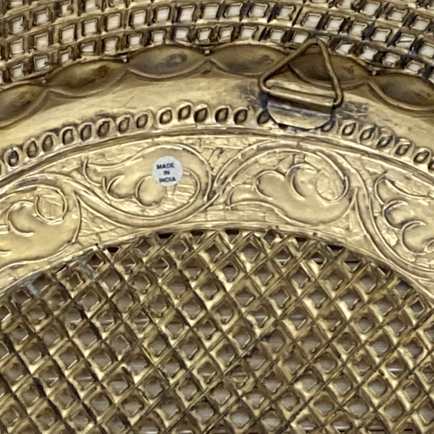 Vintage Mid-Century Modern Brass Lattice Weave Wall Plate