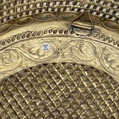 Vintage Mid-Century Modern Brass Lattice Weave Wall Plate