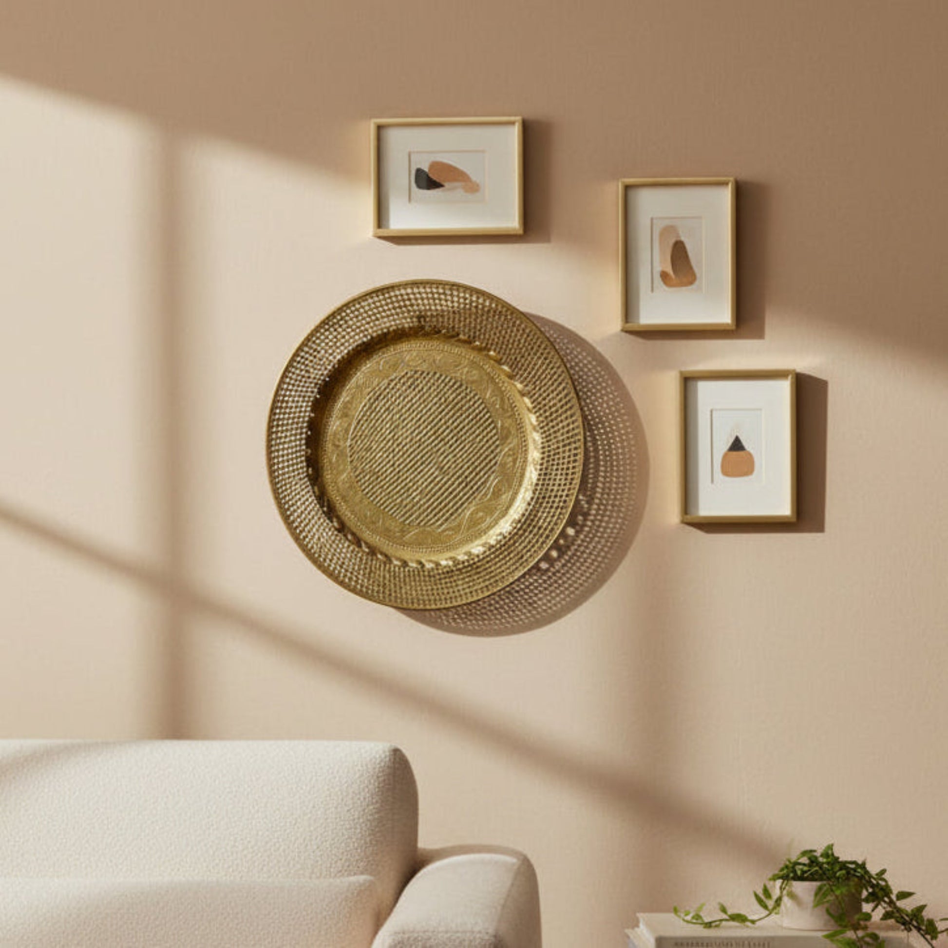 Vintage Mid-Century Modern Brass Lattice Weave Wall Plate