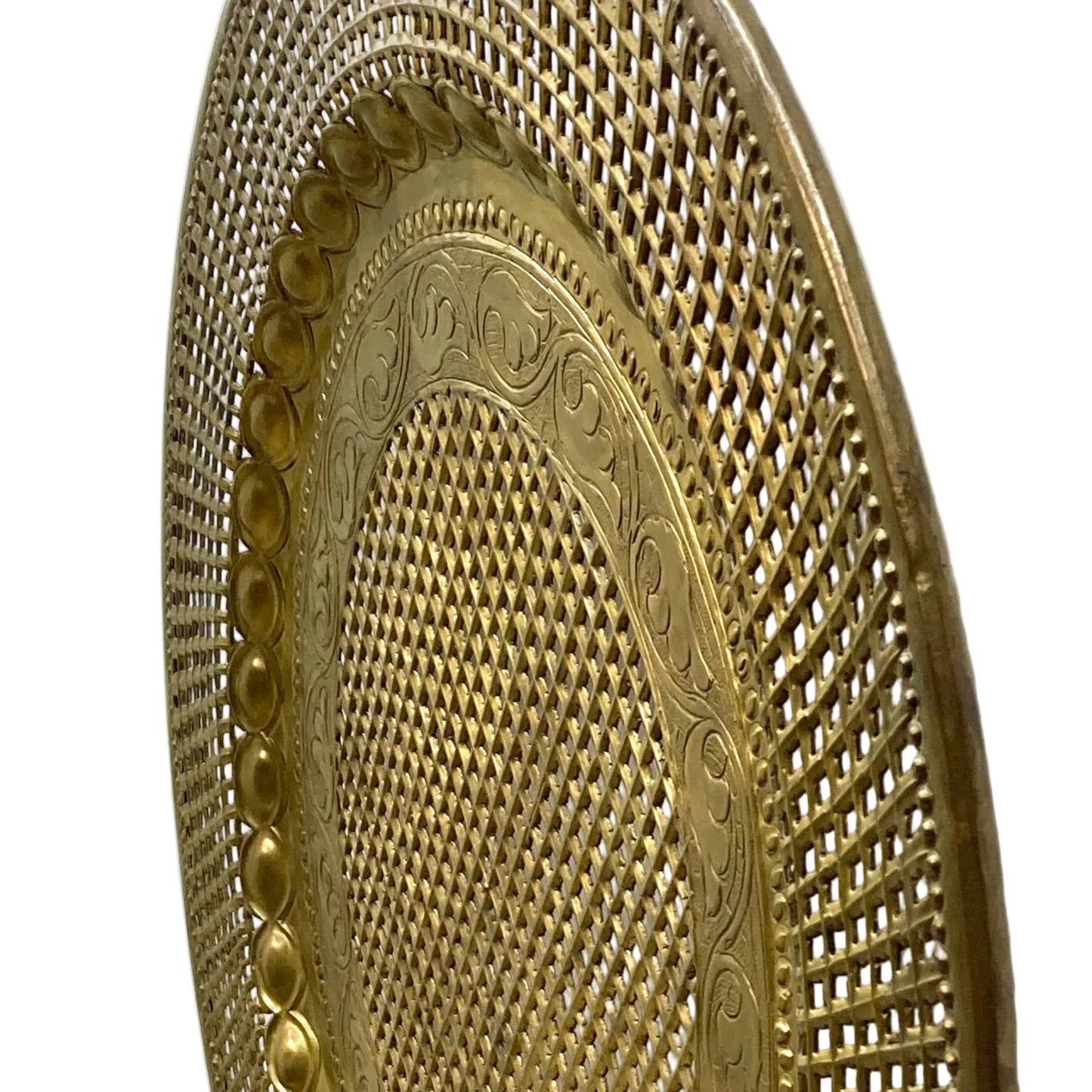 Vintage Mid-Century Modern Brass Lattice Weave Wall Plate