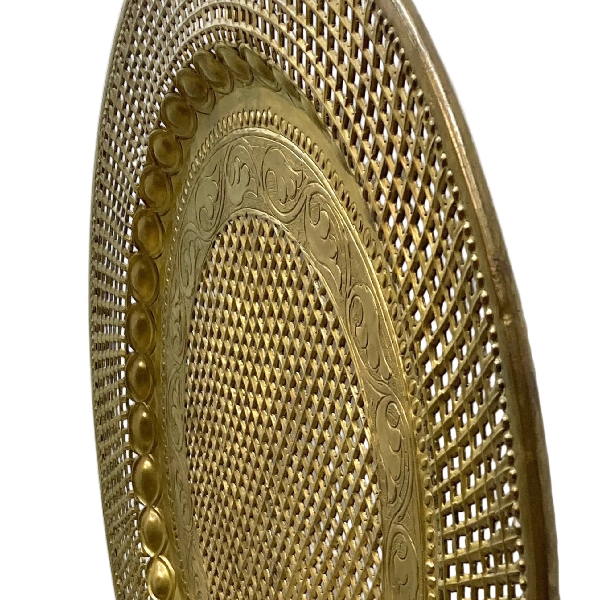 Vintage Mid-Century Modern Brass Lattice Weave Wall Plate