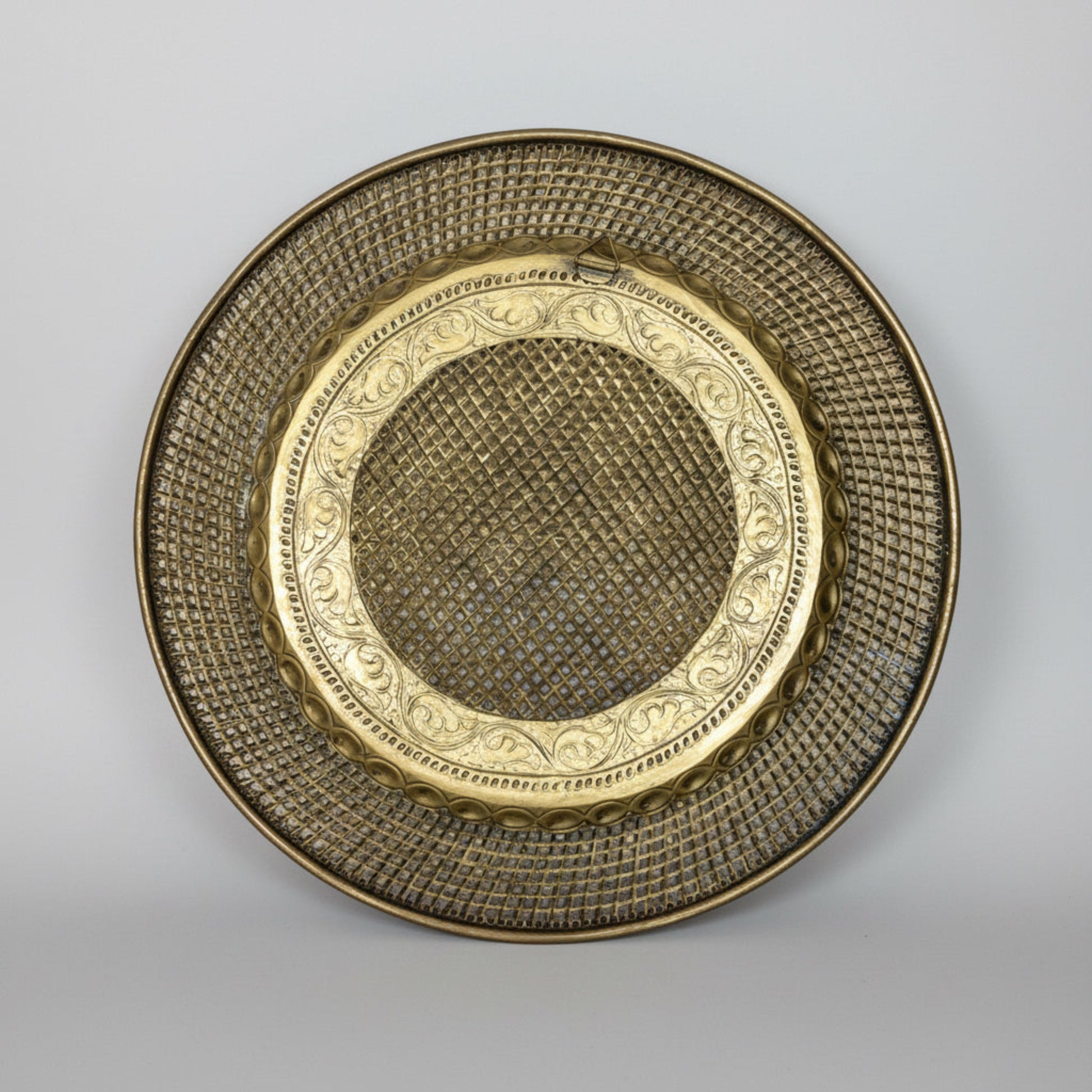 Vintage Mid-Century Modern Brass Lattice Weave Wall Plate