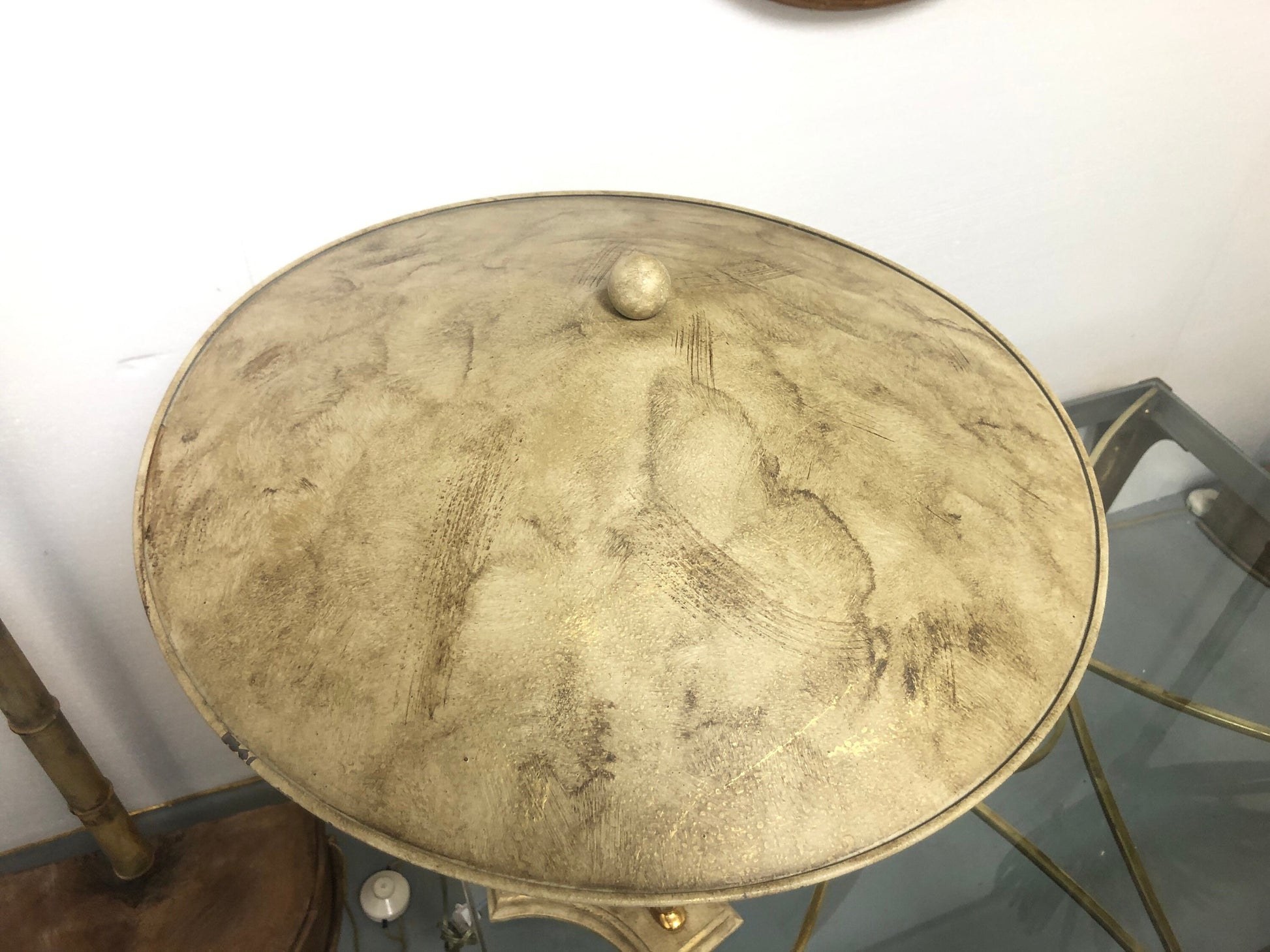 Vintage Polished Travertine Table Lamp by Bauer Lamp Co