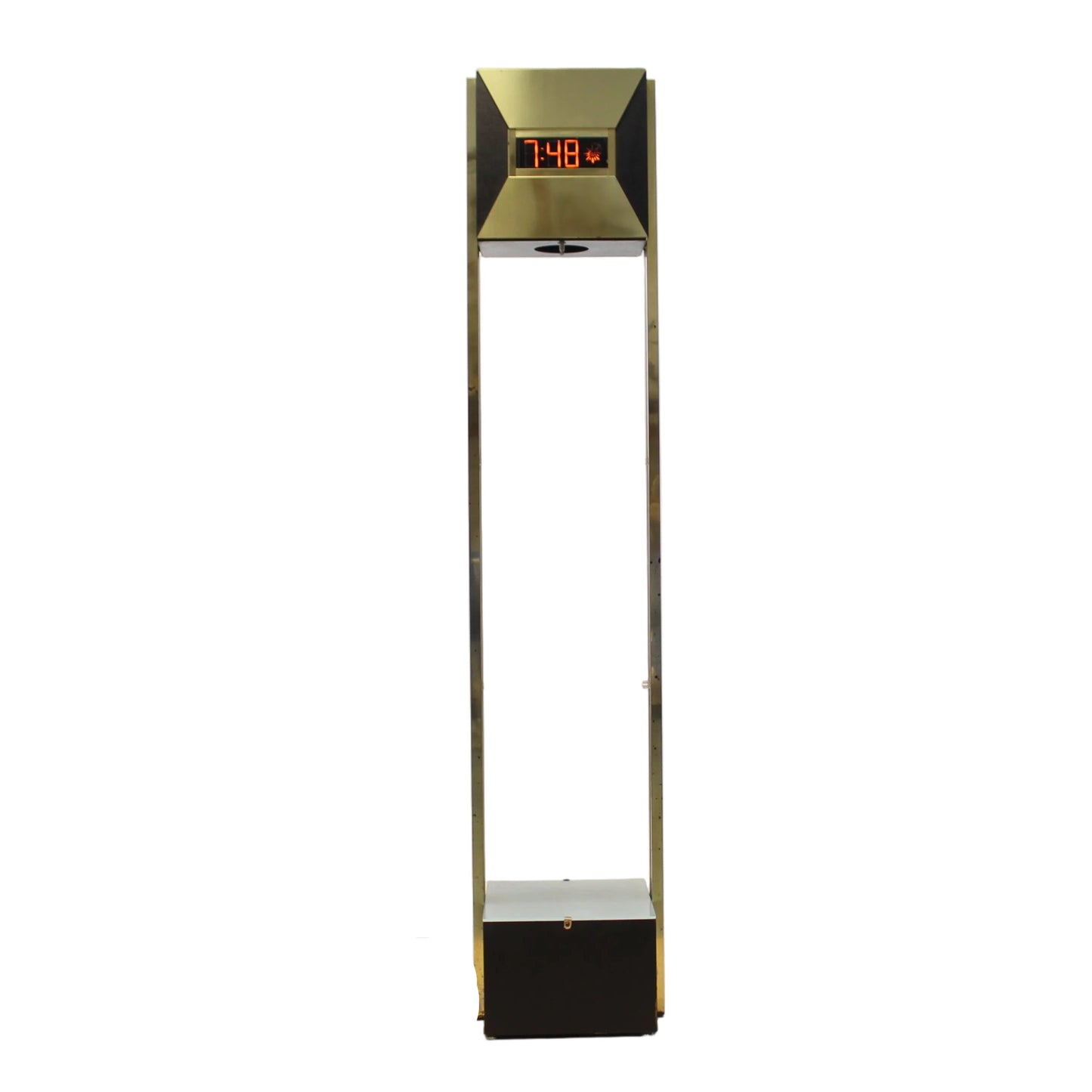 Vintage Postmodern Brass Tower Floor Clock. 