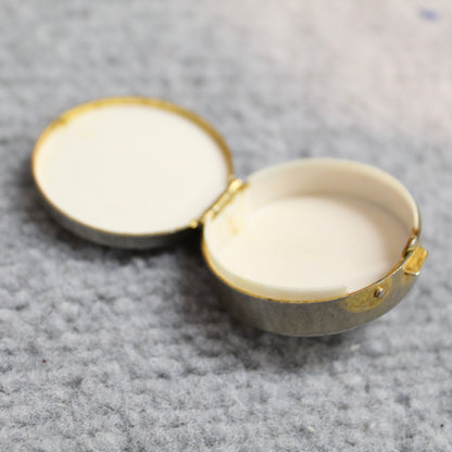Vintage Spanish Damascene Pill Box – Hand-Inlaid Gold Bird & Floral Design