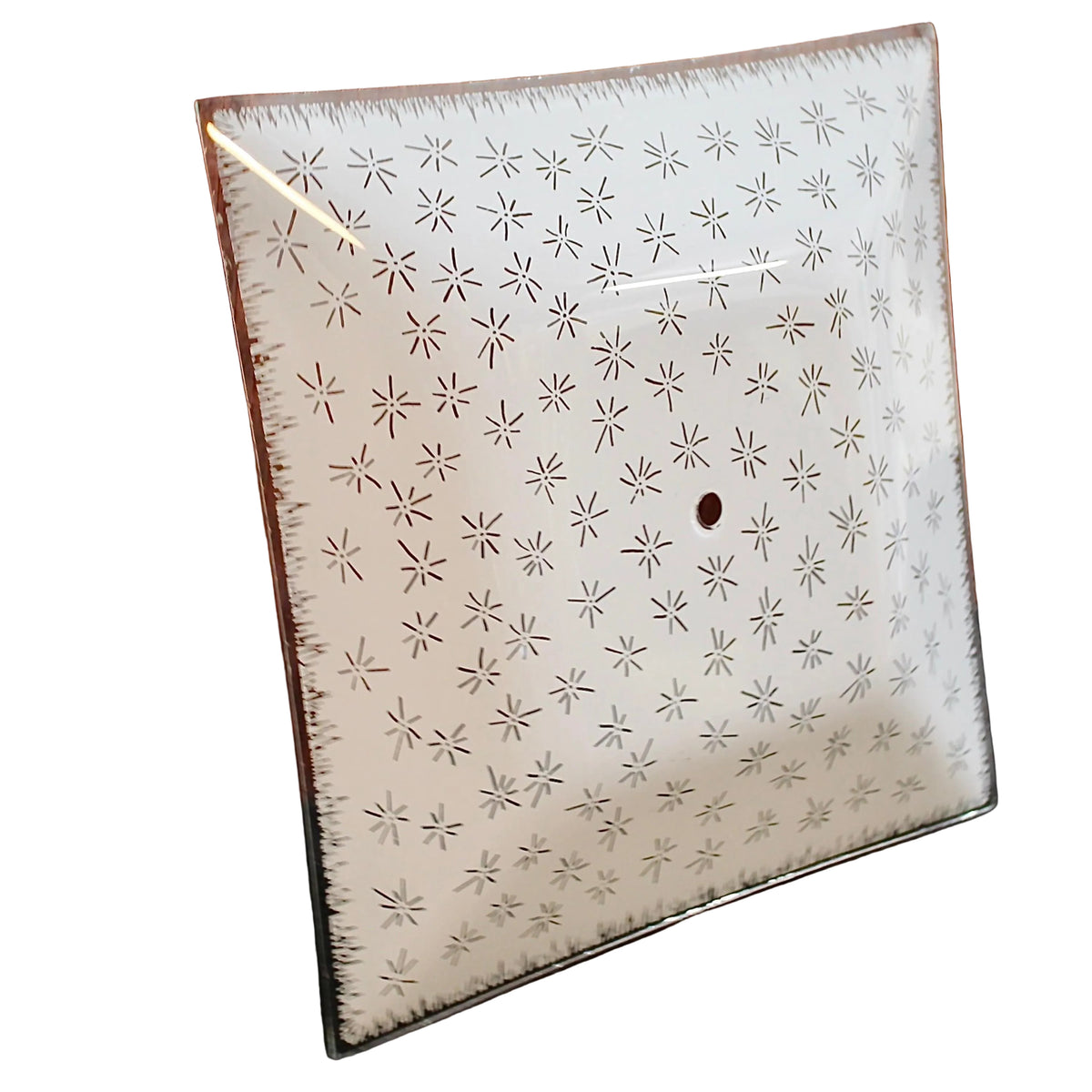 Vintage White and Clear Starburst Glass Shade