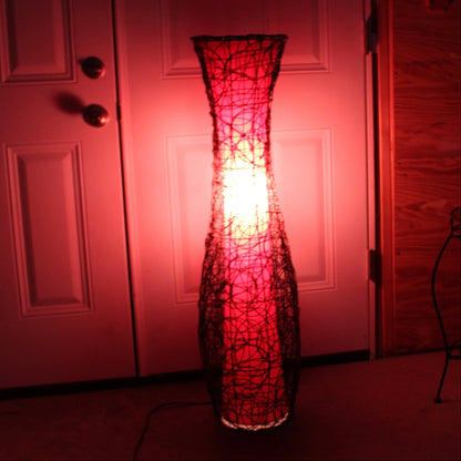 Vintage Woven Rattan & Wire Floor Lamp.