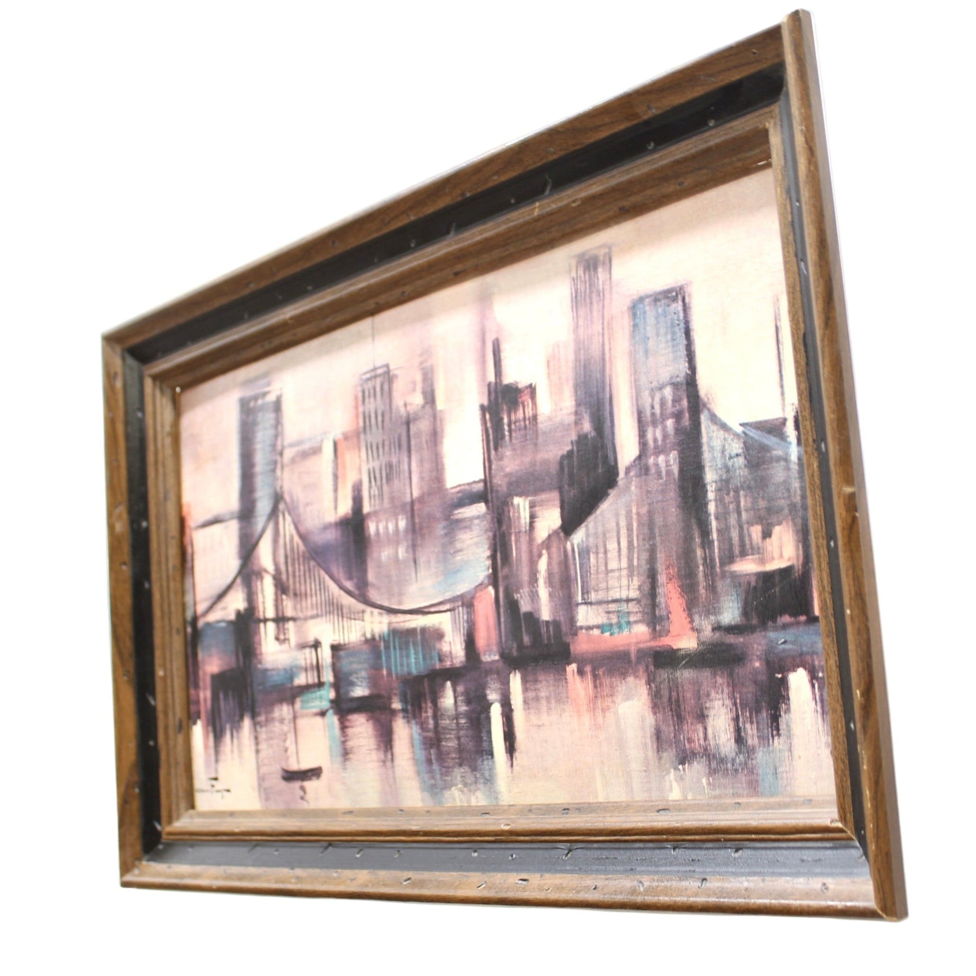 Vintage Waterfront Bridge Cityscape  | Ozz Franca Lithograph