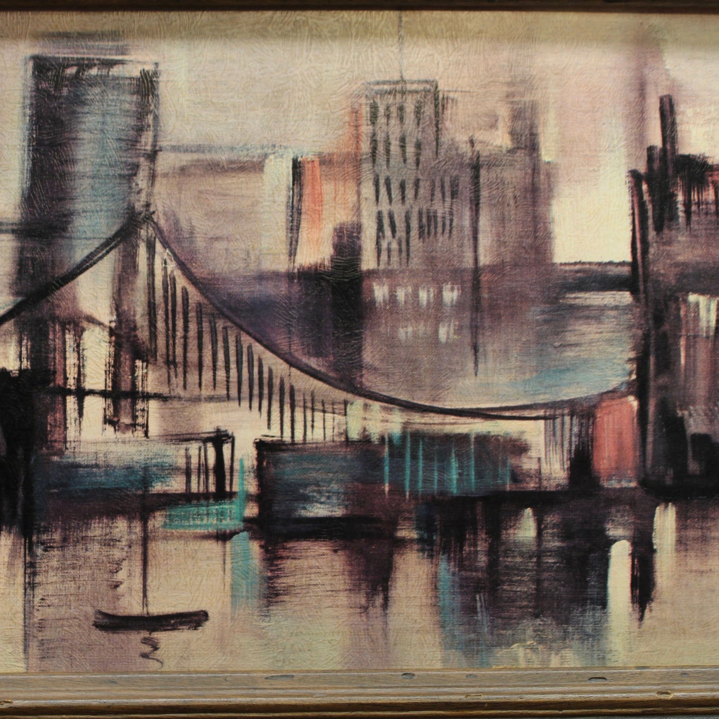Vintage Waterfront Bridge Cityscape  | Ozz Franca Lithograph