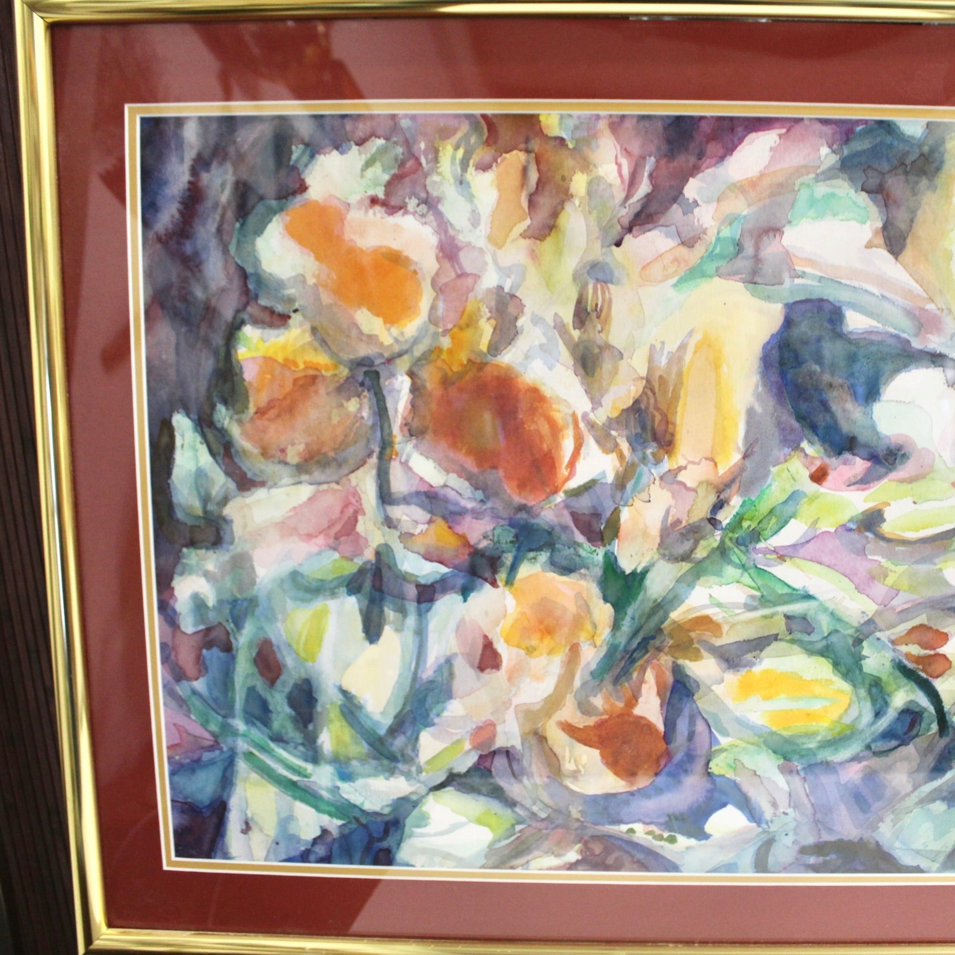 Large Abstract Iris Flower Watercolor Triptych Wall Art