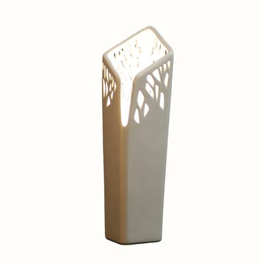 Modern White Ceramic Pierced Lattice Lamp