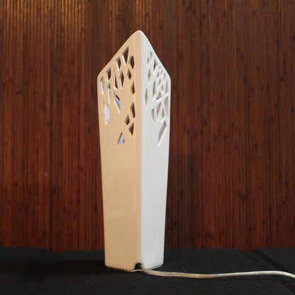 Modern White Ceramic Pierced Lattice Lamp