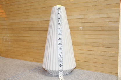 Vintage Tall White Ribbed Ceramic Vases | Pair