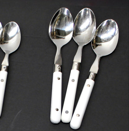 34 pc. Vintage White Riveted Handle Flatware