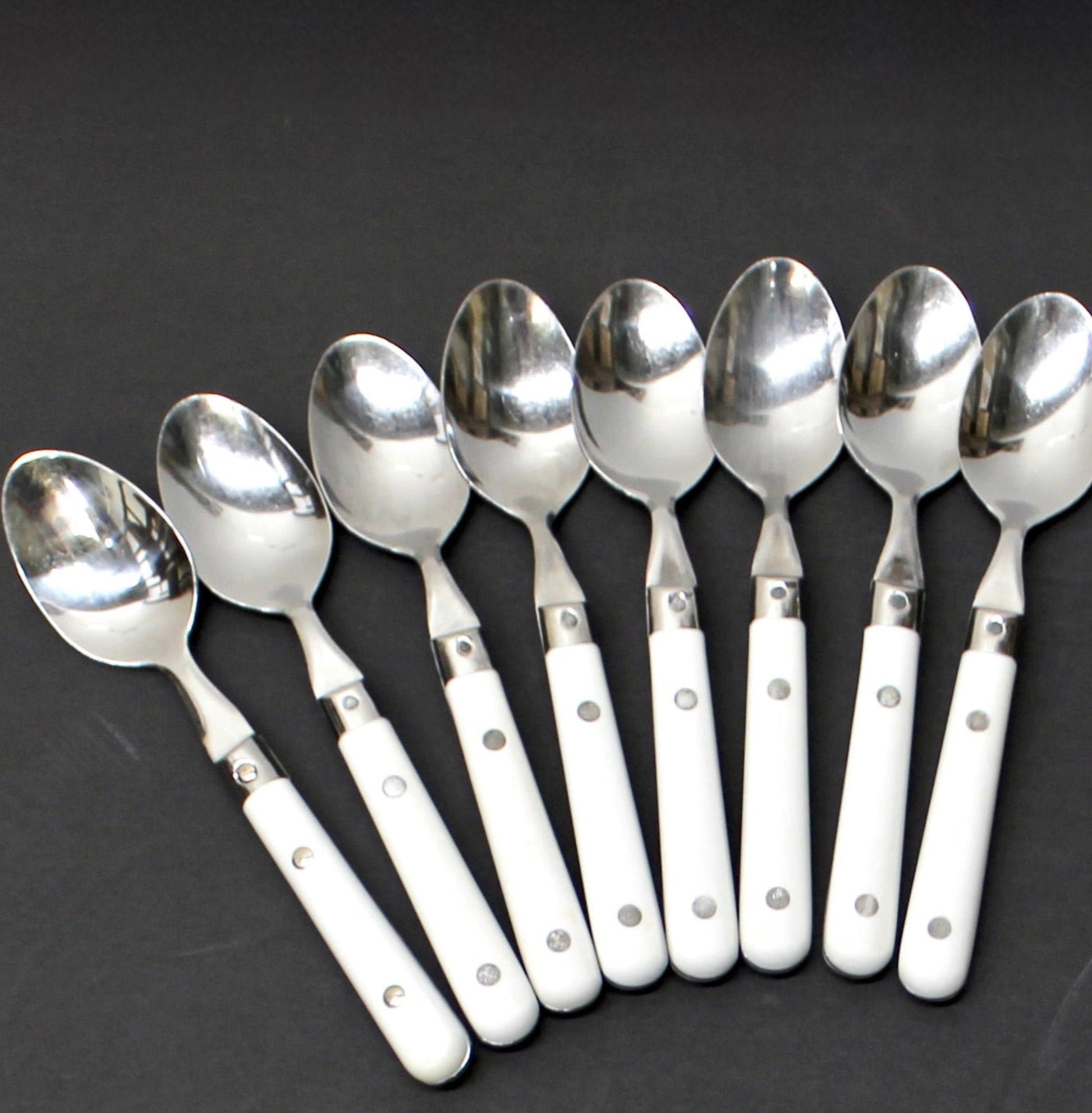 34 pc. Vintage White Riveted Handle Flatware