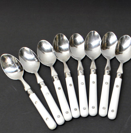 34 pc. Vintage White Riveted Handle Flatware