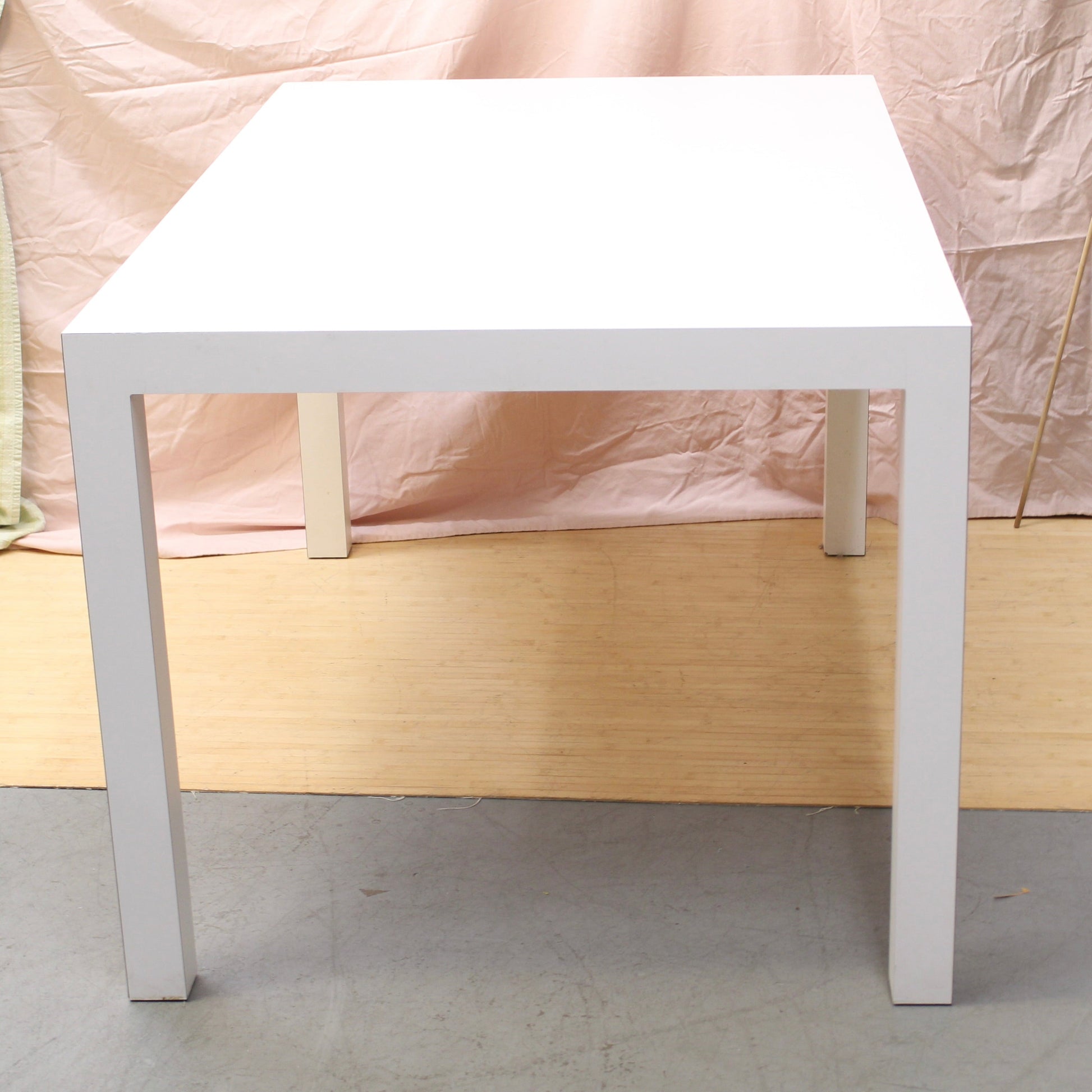 Modernist White Lacquer Parsons-Style Dining or Executive Table