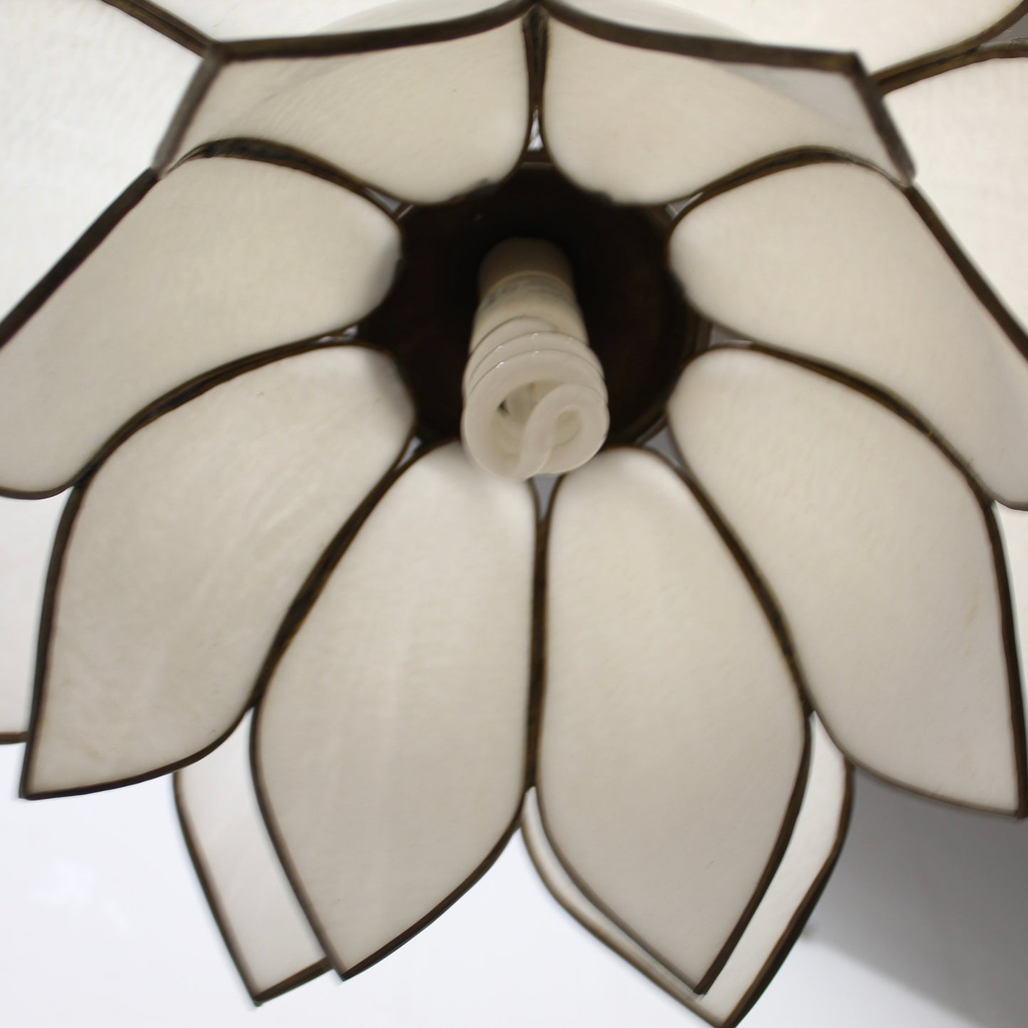 White Slag Glass Double Lotus Petal Swag Pendant Light. 