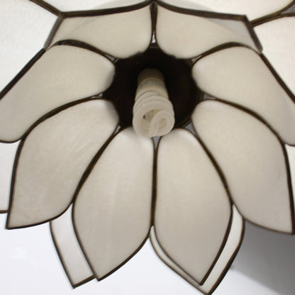 White Slag Glass Double Lotus Petal Swag Pendant Light. 
