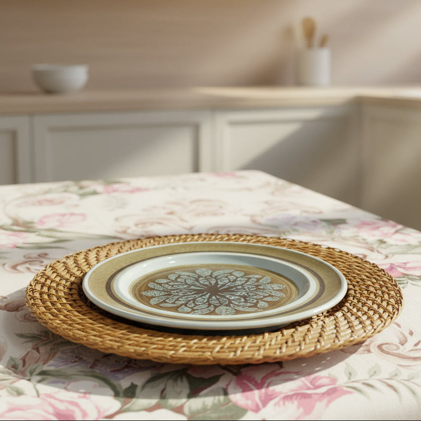 Vintage Rattan Plate Charger | 7 Pc.
