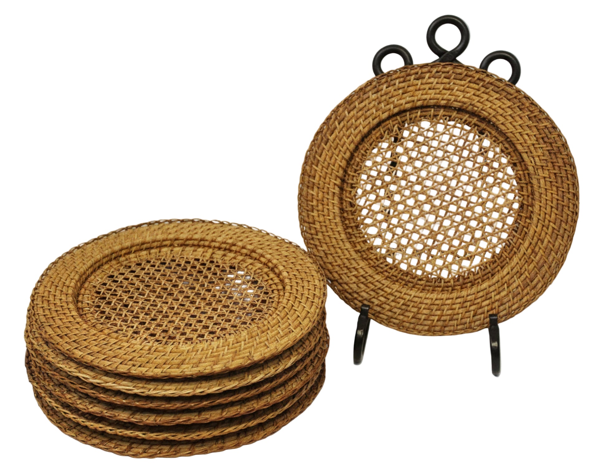 Vintage Rattan Plate Charger | 7 Pc.