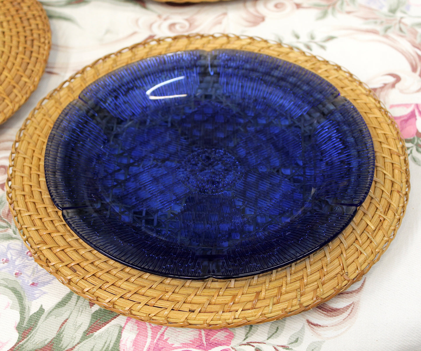 Vintage Rattan Charger Plates Set of 7
