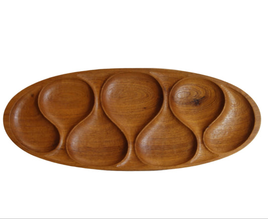 Vintage Divided Teak Snack Tray | Denmark