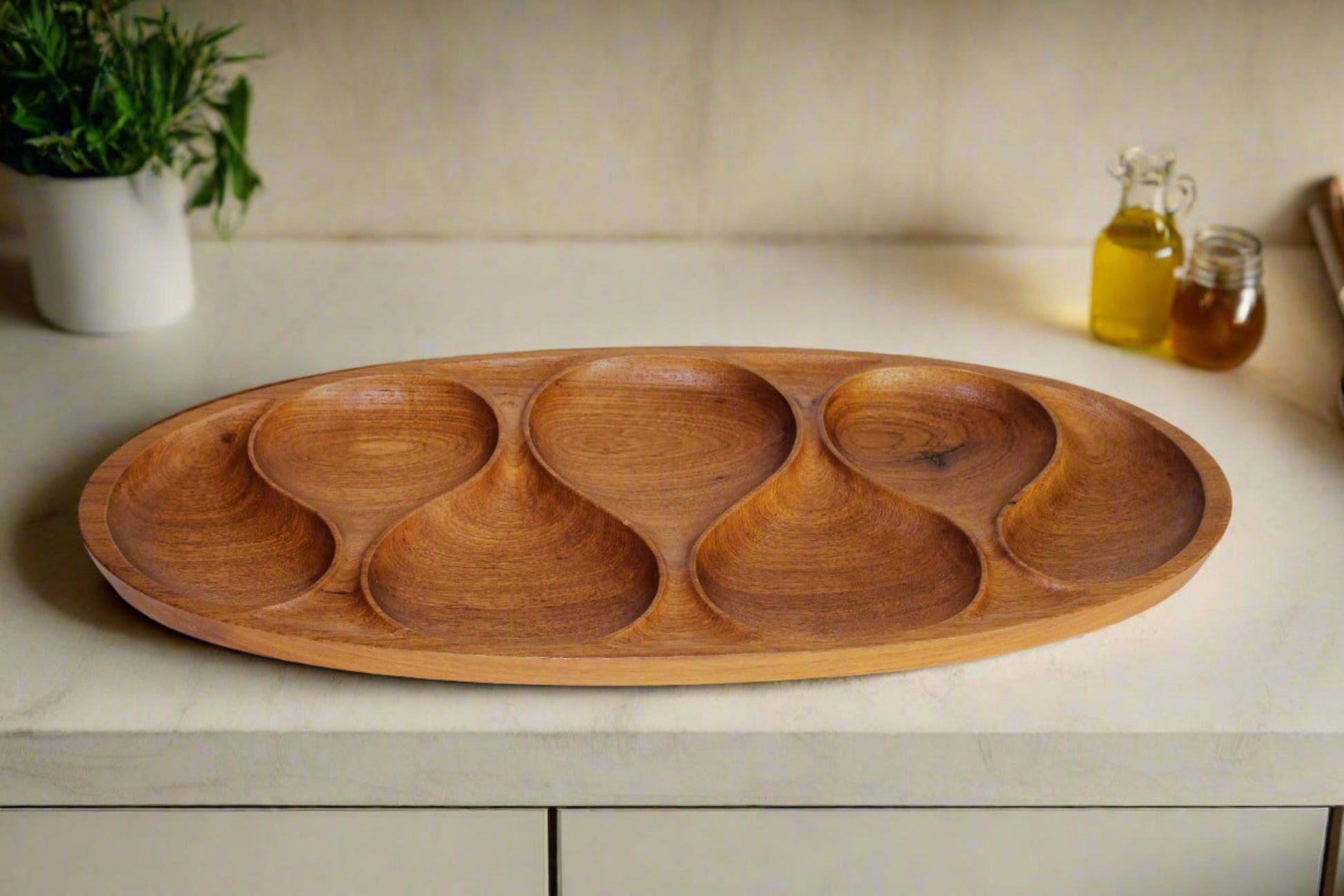 Vintage Divided Teak Snack Tray | Denmark