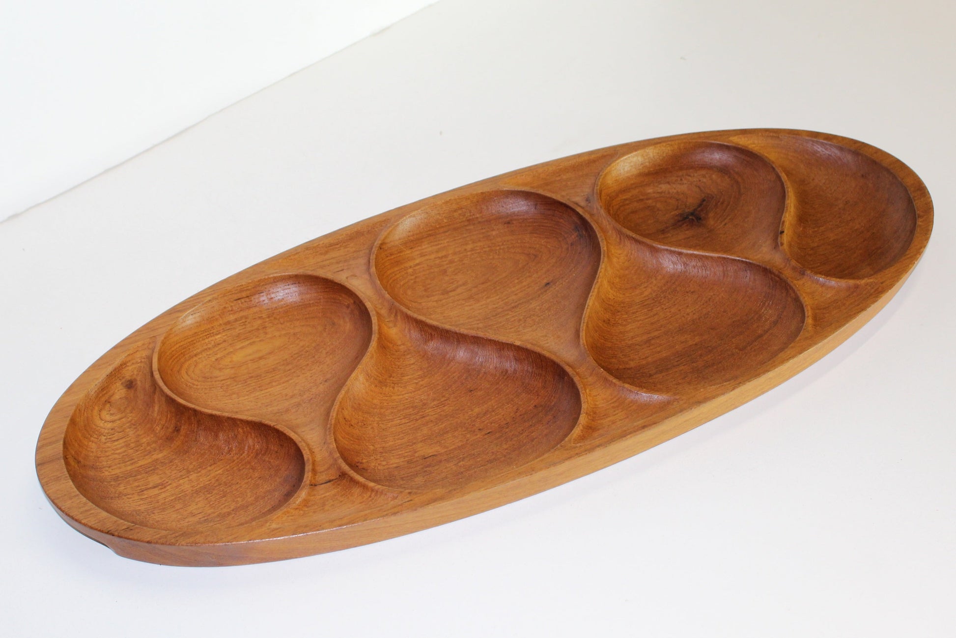 Vintage Divided Teak Snack Tray | Denmark