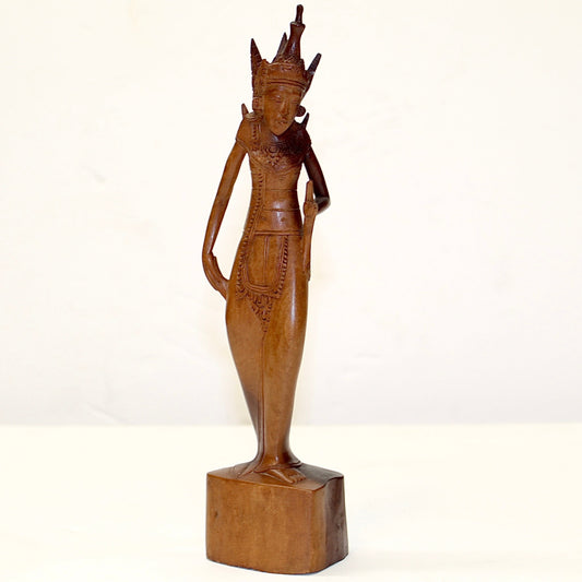 Vintage Bali Dewi Ratih Goddess Wood Statuette