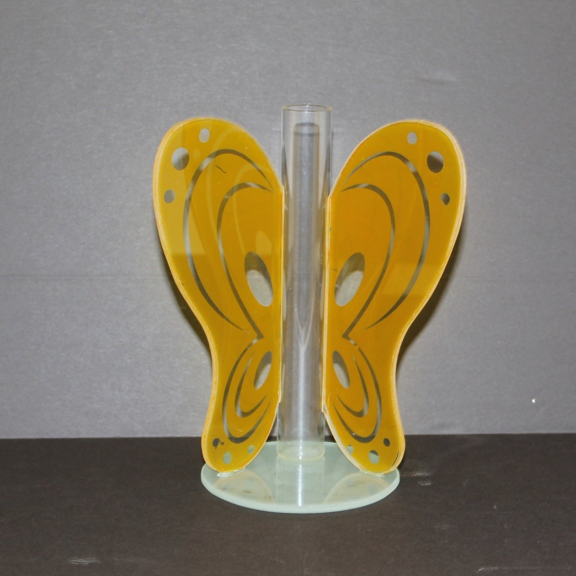 Vintage Glass Butterfly Bud Vase, glass Butterfly flower Vase