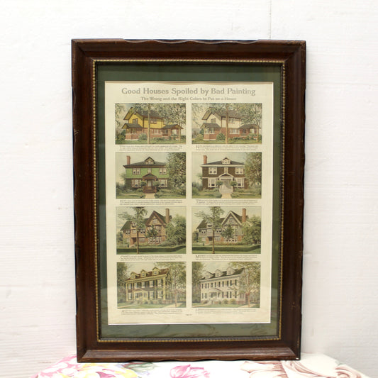 Framed Vintage Good Housekeeping Magazine Page | "Good Houses Spoiled by Bad Painting"
