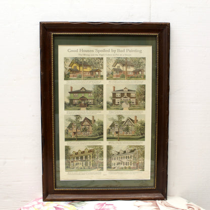 Framed Vintage Good Housekeeping Magazine Page | "Good Houses Spoiled by Bad Painting"