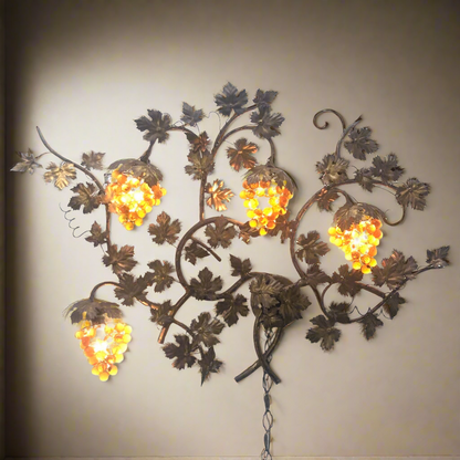 Murano Glass Grapes Wall Light on Sculptural Vine