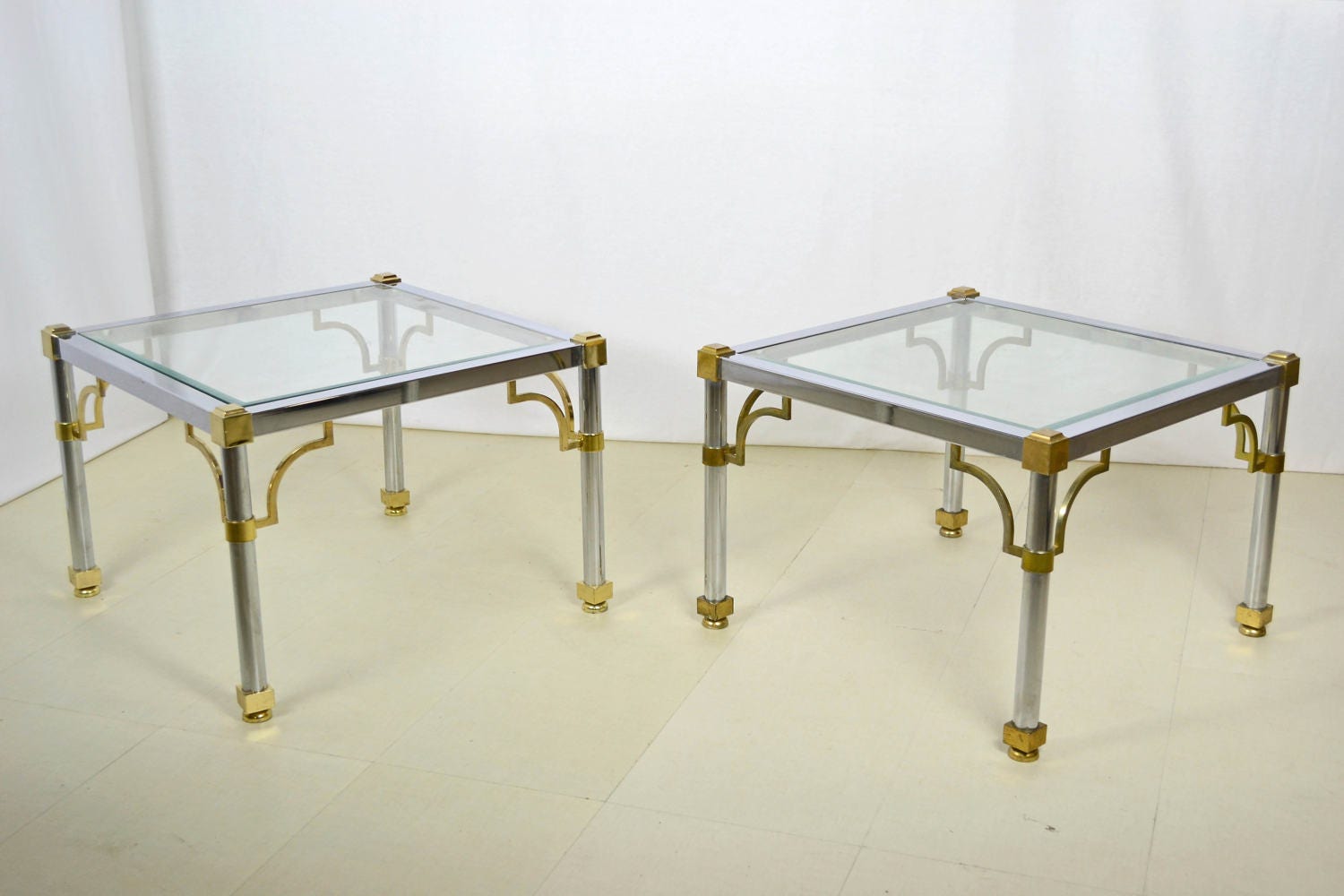 Large Majestic Regency Glass End Table | 2 Available from OffCenterModern