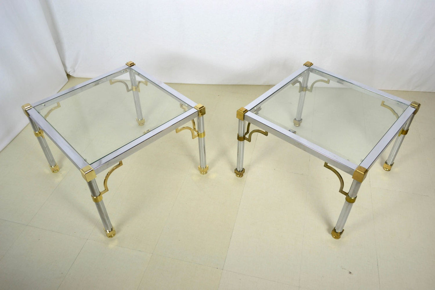 Large Majestic Regency Glass End Table | 2 Available from OffCenterModern