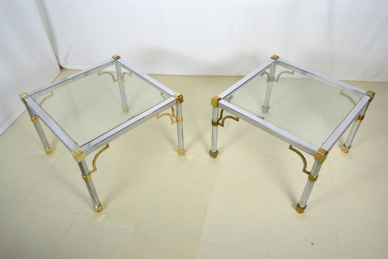 Large Majestic Regency Glass End Table | 2 Available from OffCenterModern