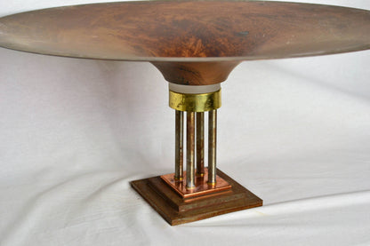 Monumental Vintage Copper Pedestal Bowl with Texture Glass from OffCenterModern